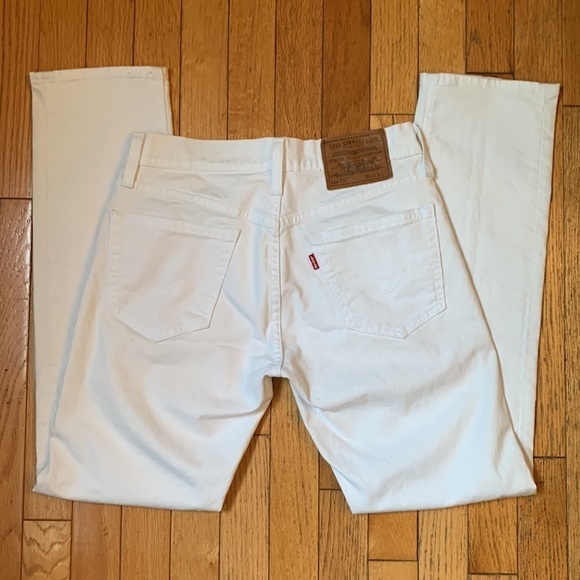 Levi’s Premium 511 Big E Red Tab White Slim Stretch Jeans Unisex W28 L30 - Picture 5 of 10